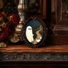 Crow And Ghost Wall Decor Halloween Wooden Refrigerator Magnet Vintage Gothic Fridge Magnets Oval Frame Decorative Soft Magnetic Stickers
