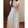 French bubble sleeve white dress women's summer new high-end temperament seaside vacation fairy long dress