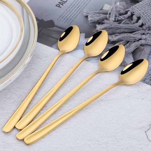 Buyit Parfait Spoons, Long Spoons, Shaved Ice Spoons, Set of 5, 20cm, High-Quality 18/10 Stainless Steel, Mirror Finish, Dishwasher Safe, Available In