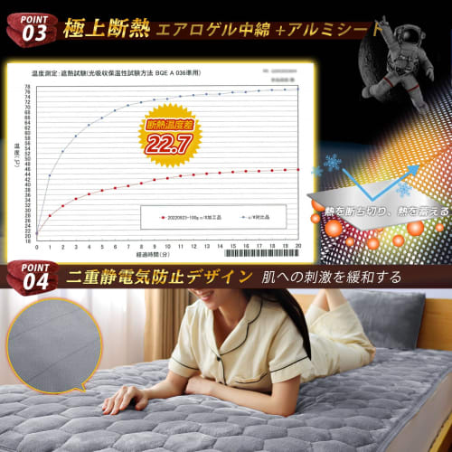 SunshineLife Aerogel + Graphene Queen Mattress Pad with Teijin TEIJIN Filling, 7-Layer Construction, Extra Thick, Warm, and Insulated, Far Infrared, M