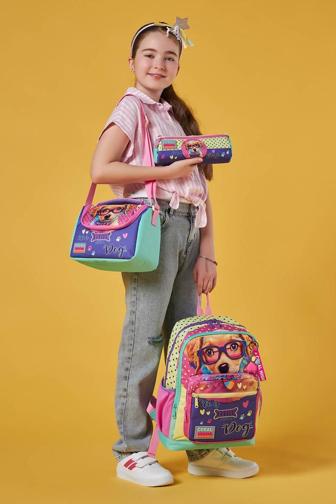 coral high Set de geanți de școală pentru copii, galben roz, drăguț, cu model, 3 piese SET0123752