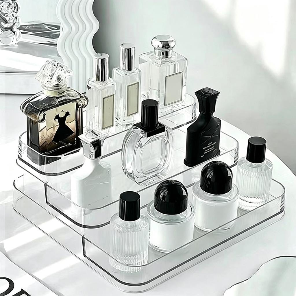 Make Up Organizer Multi-Layer Desk Skin Care Organizer Cosmetic Storage Box Perfume Organizer Transparent Step Display Stand