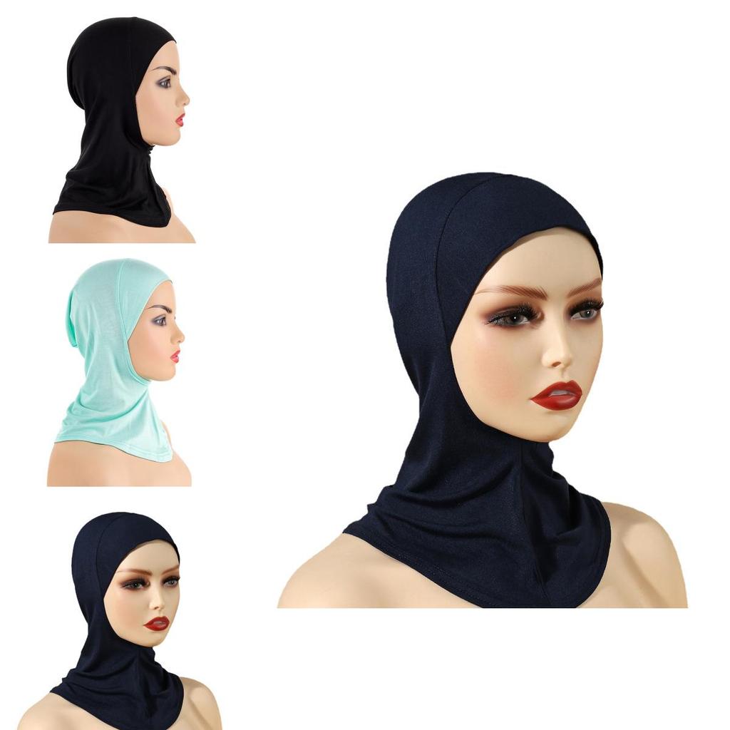 Women's Breathable Modal Muslim Islamic Solid Color Hijab Neck Head Under Scarf Cap For Ramadan