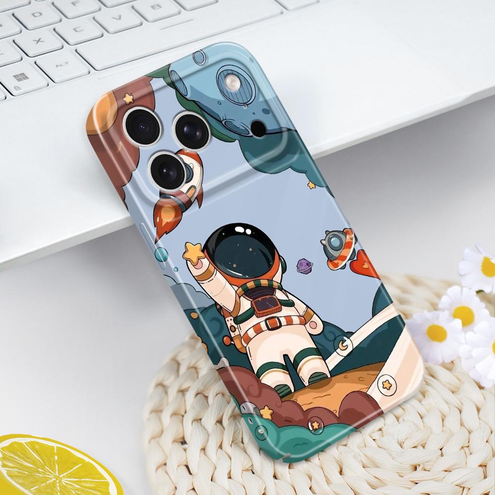 Flying Astronaut Phone Case For iPhone 17 Air 16 16E 15 14 Plus Pro Max Film Hard Cover