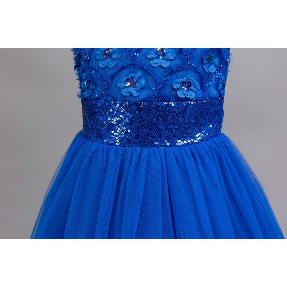 2026 Mädchenkleider Mittelgroße und Große Kinder Puffärmel Pailletten Hochzeit Blumenmädchen Klavieraufführung Prinzessinnenkleider Lang Lieblingskleid des Mädchens
