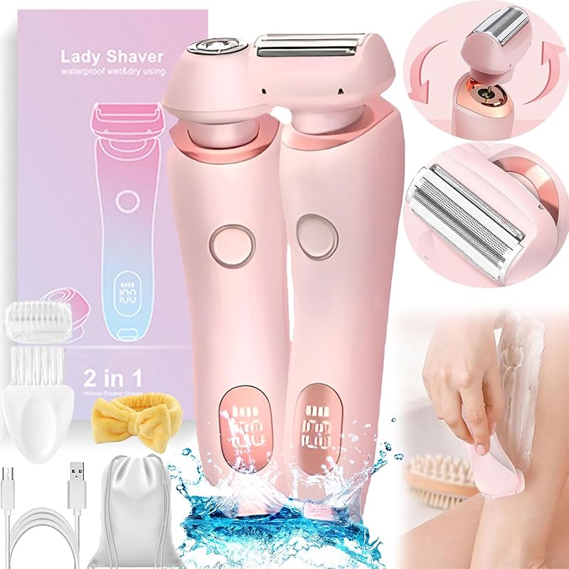 Beauty Bloom Shaver Pro, Бритва Pro для женщин, Электробритва для женщин, Триммер для бикини 2 в 1 для женщин для влажного и сухого бритья (розовый)