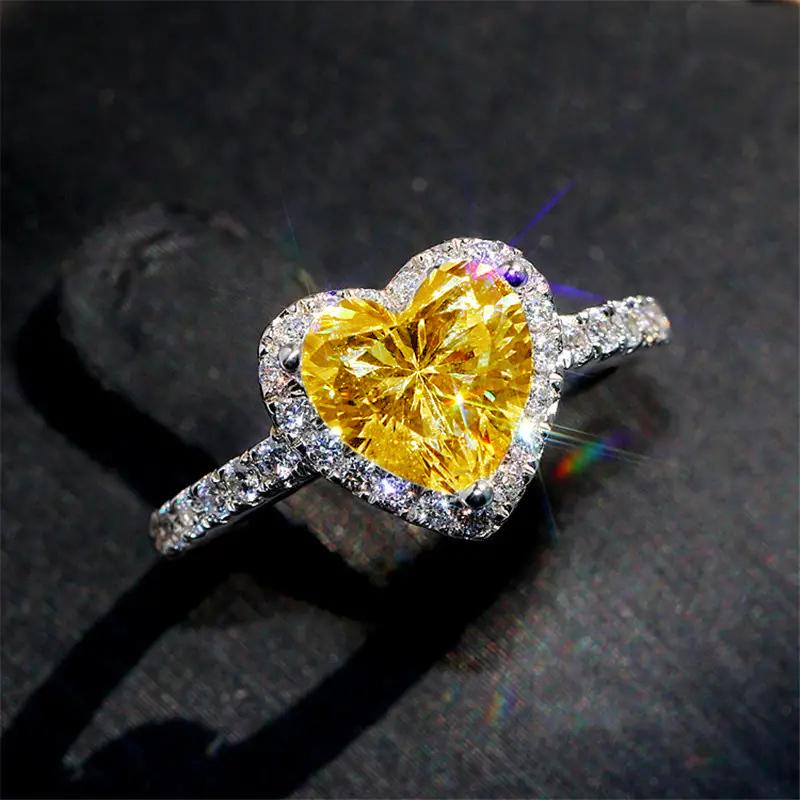 Classic Silver Color Heart Engagement Rings for Women White Red CZ Stone Inlay Fashion Jewelry Wedding Party Gift