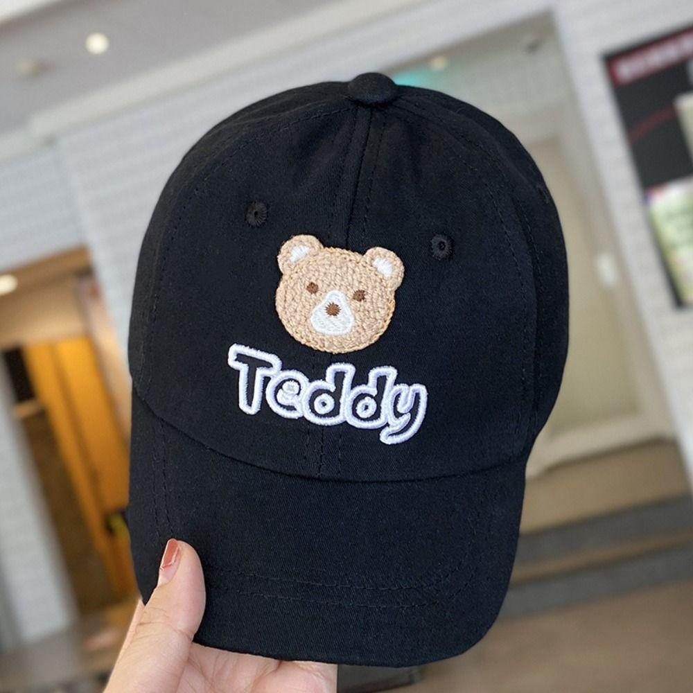 Solid Color Kids Baseball Cap Embroidered Bear Snapback Hat Kids Headwear  Kids Outdoor Activity чёрный