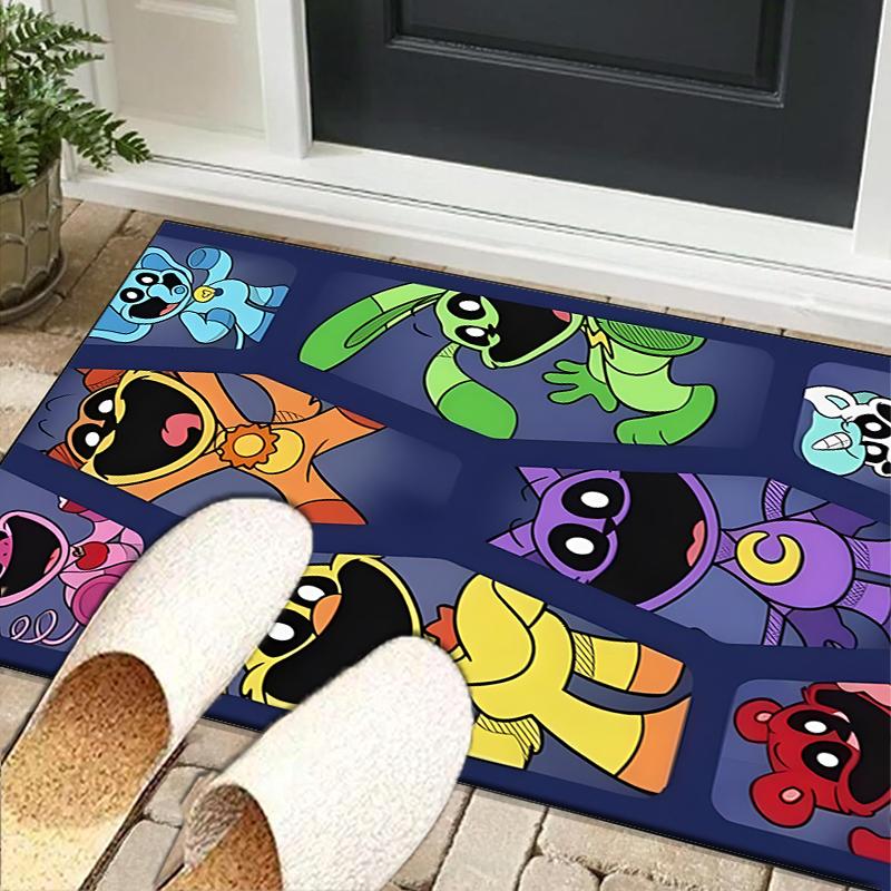 Happy smiling Cartoon Characters Office Rug Chair Mat, Game Carpet, Suitable for Front Door, Bedroom, Living Room, Desk, Holiday Gift