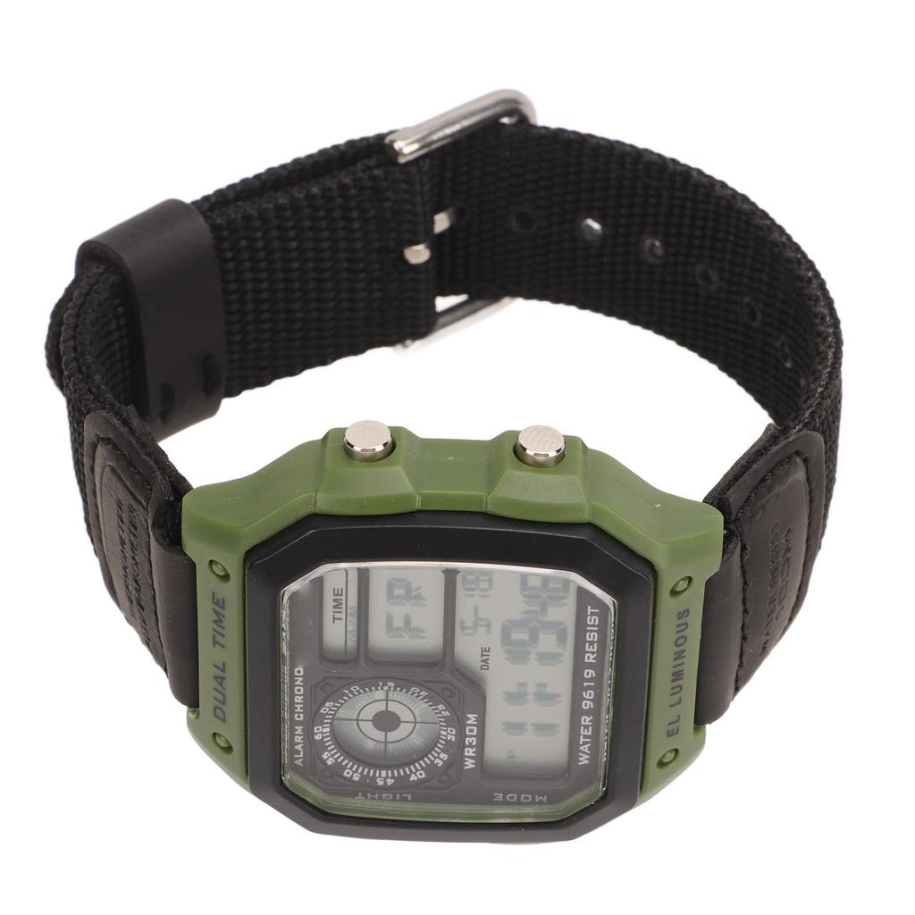 Digital Sport Watch Canvas Strap Luminous Waterproof Retro Sport Watch for Outdoor Sports