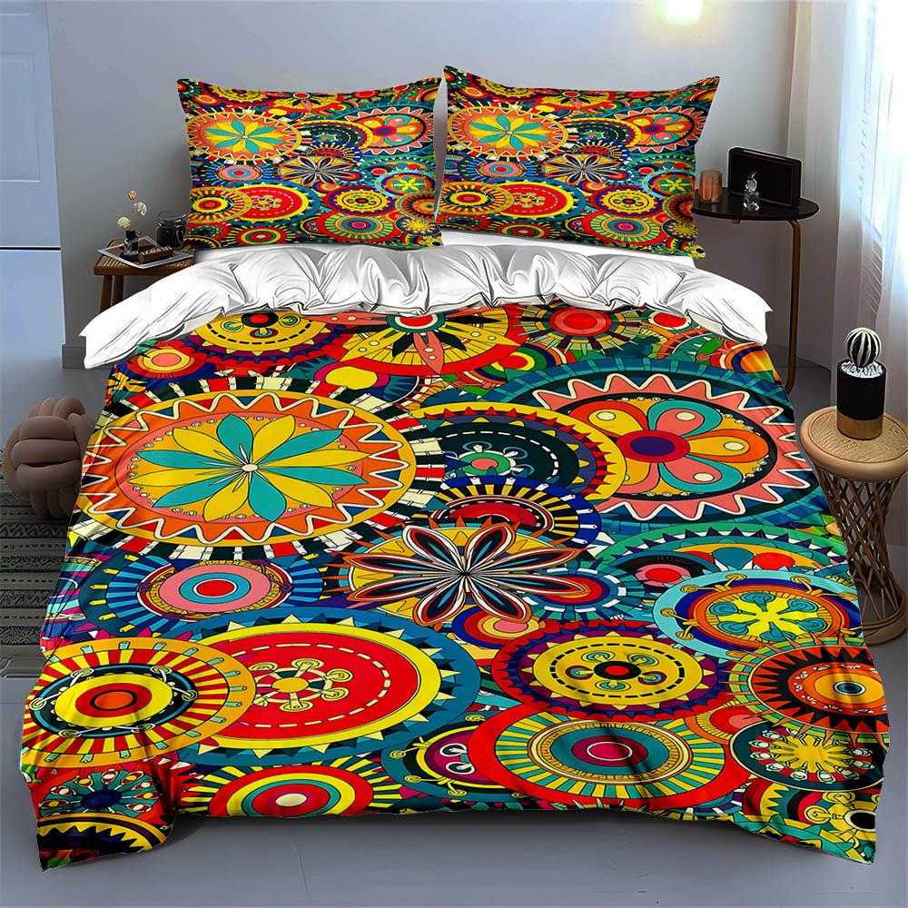 Colorful Mandala Wheels Bedding Duvet Cover Sets Duvet Covers Pillowcases Gifts (1 * Duvet Cover 2 * Pillowcases, Without Duvet Insert)