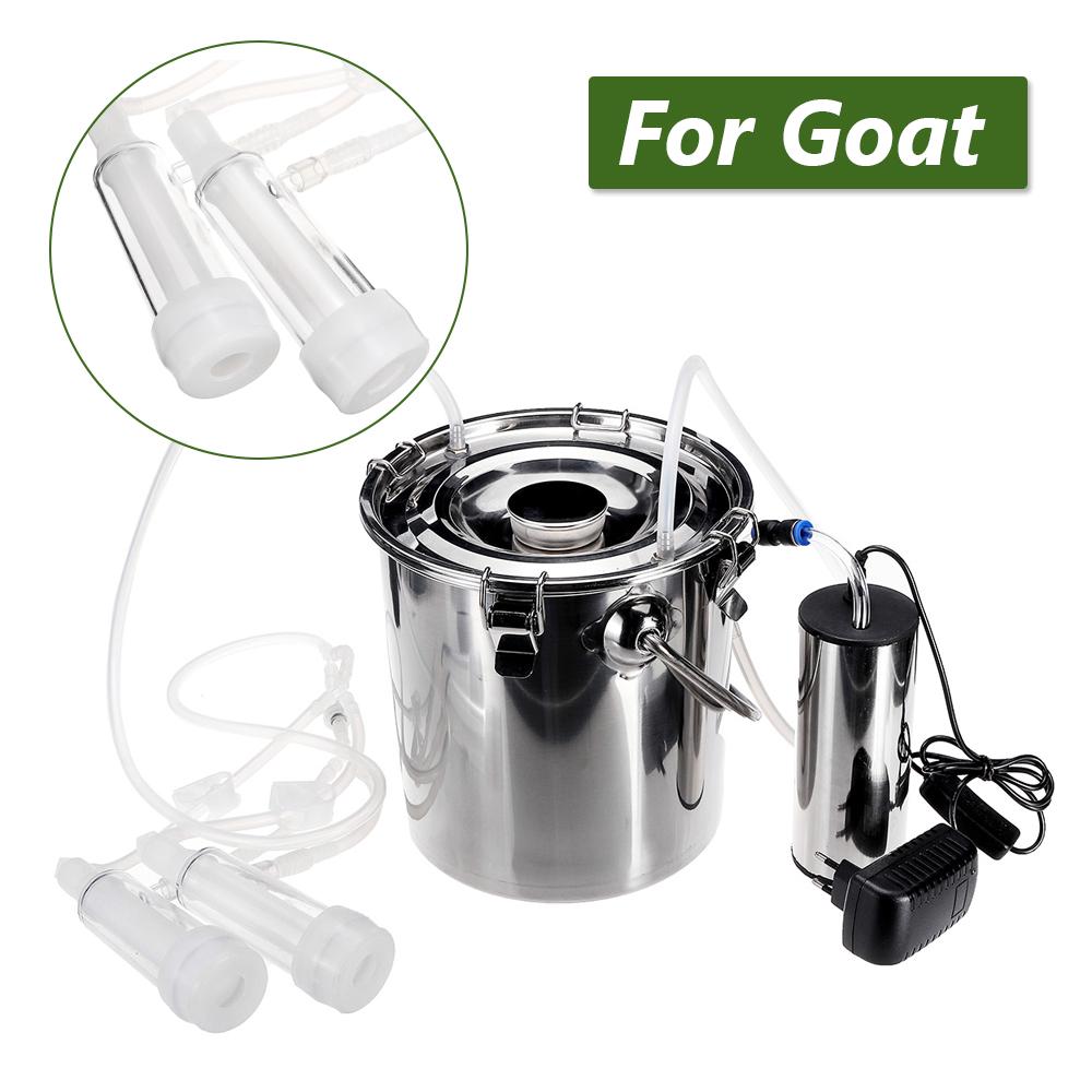 2L Double Head Electric Milking Machine Cow Sheep Goat Milker Stainless Barrel