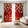 2PCS Digital Print Curtains, Red Golden Christmas Baubles Bows Snowflakes, Festive Holiday for Living Room Bedroom Decor