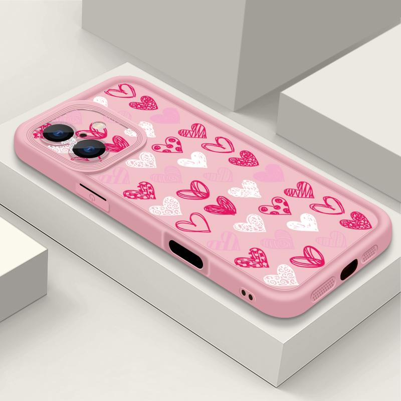 Luxury Flowers Love Heart Phone Case For iPhone 16 15 14 13 12 Pro Max Plus 11 16e XR XS Heart TPU Soft Shockproof Case Cover