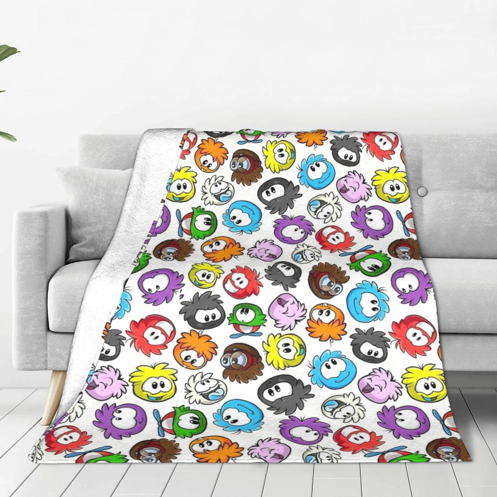 New Style Puffles Pattern  Club Penguin  Knitted Blankets Fleece  Super Warm Throw Blankets for Car Sofa Couch Bedspread