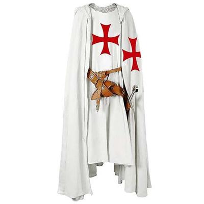 Costume da cavaliere medievale da uomo, crociato, templare, soprabito, con cappuccio, mantello, tunica, cosplay, rinascimentale, S-6XL