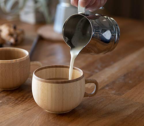 RIVERET Coffee Cups, 250ml, Pair Set, Made in Japan, Dishwasher Safe, White/Brown, RV-206WB