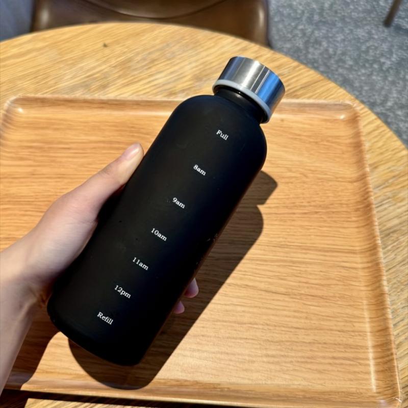550ml Sport Water Bottle With Time Marker Motivational Reusable Fitness Sports Outdoors Travel Leakproof Frosted Plastic Cup