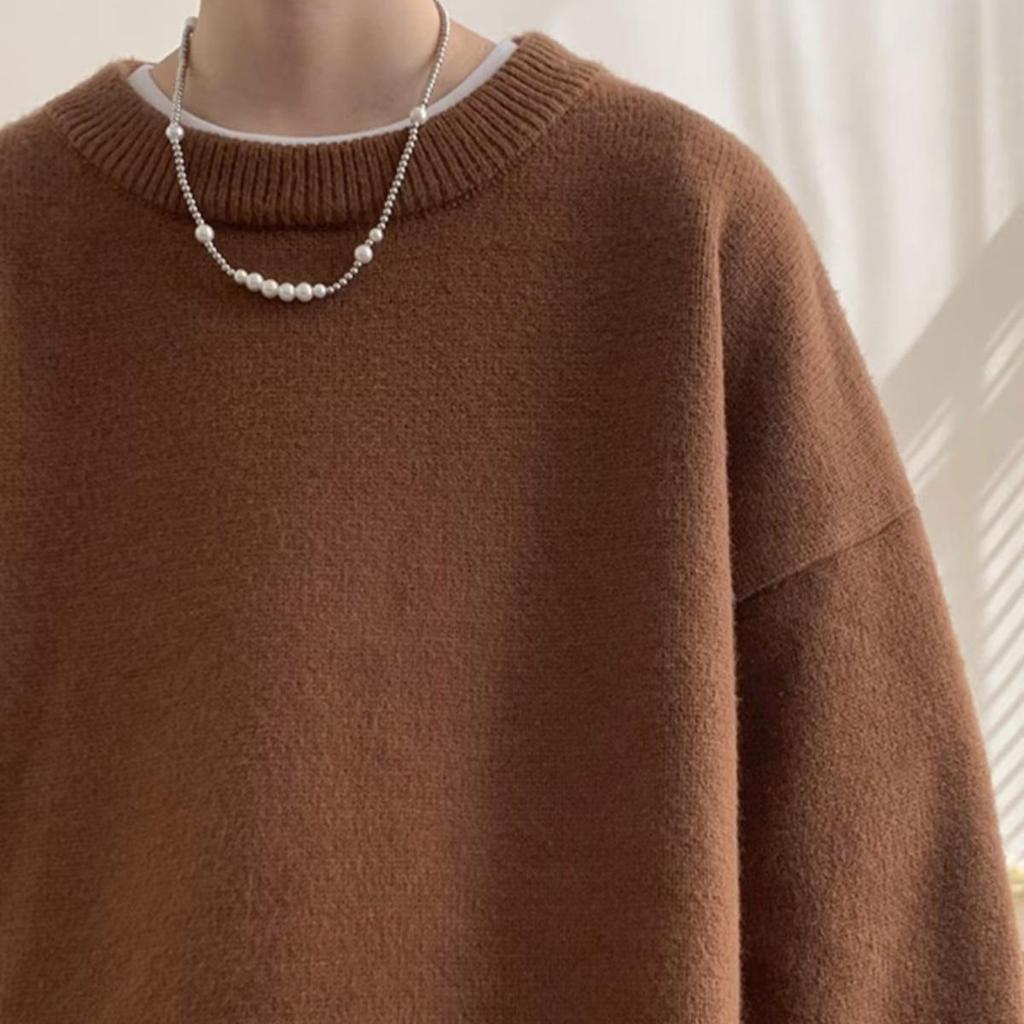 Men's Retro Knit Base Layer - Loose Fit for Autumn & Winter