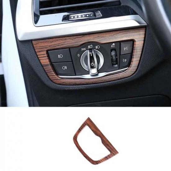 Pine Wood Grain 2018- For BMW X3 G01 X4 Headlight Switch Control Frame Trim
