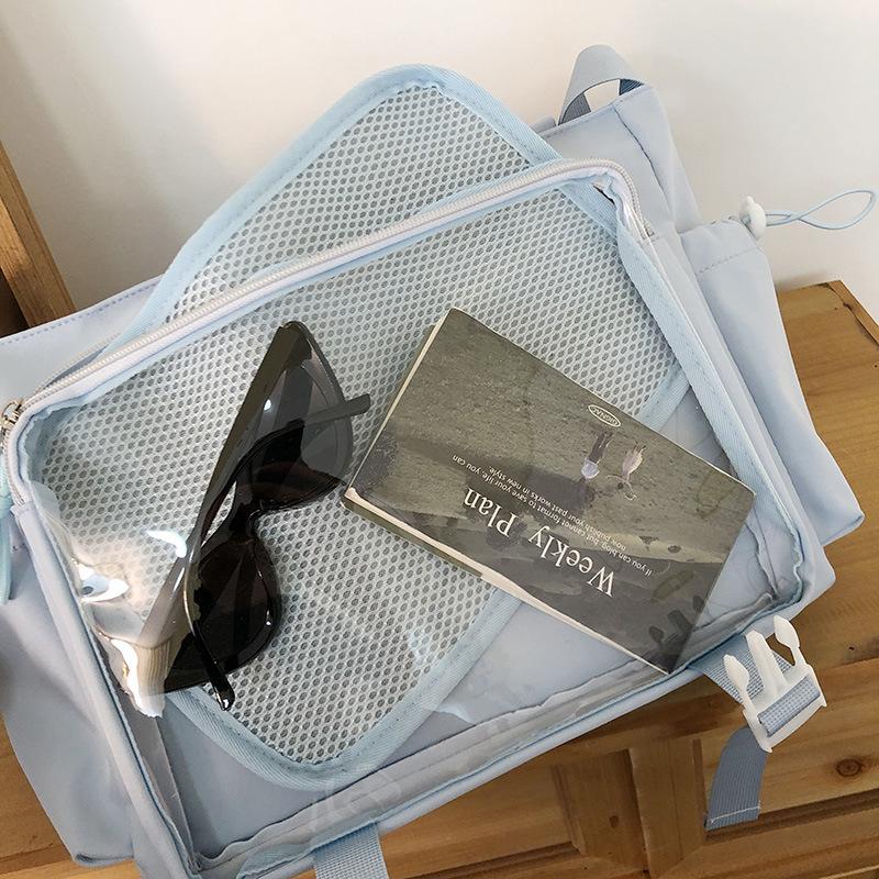 Japanese Two-dimensional Girl Millet Pain Bag Student Large-capacity Transparent Messenger Bag Simple Solid Color Shoulder Messenger Bag