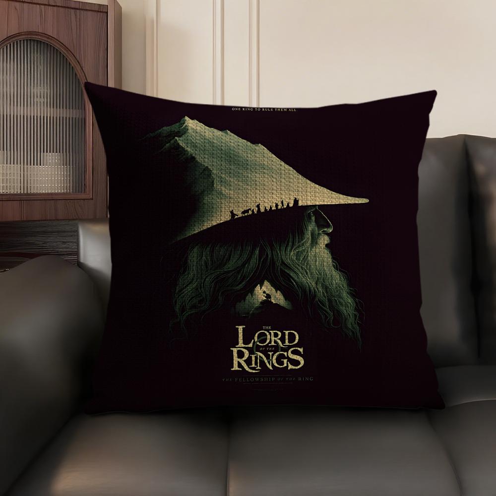 The L-Lord Of The Ringss Movie Cushion Cover Natural Linen Organic Fabric Double-Sided Printing Sofa Home Decor Gift Pillow Case