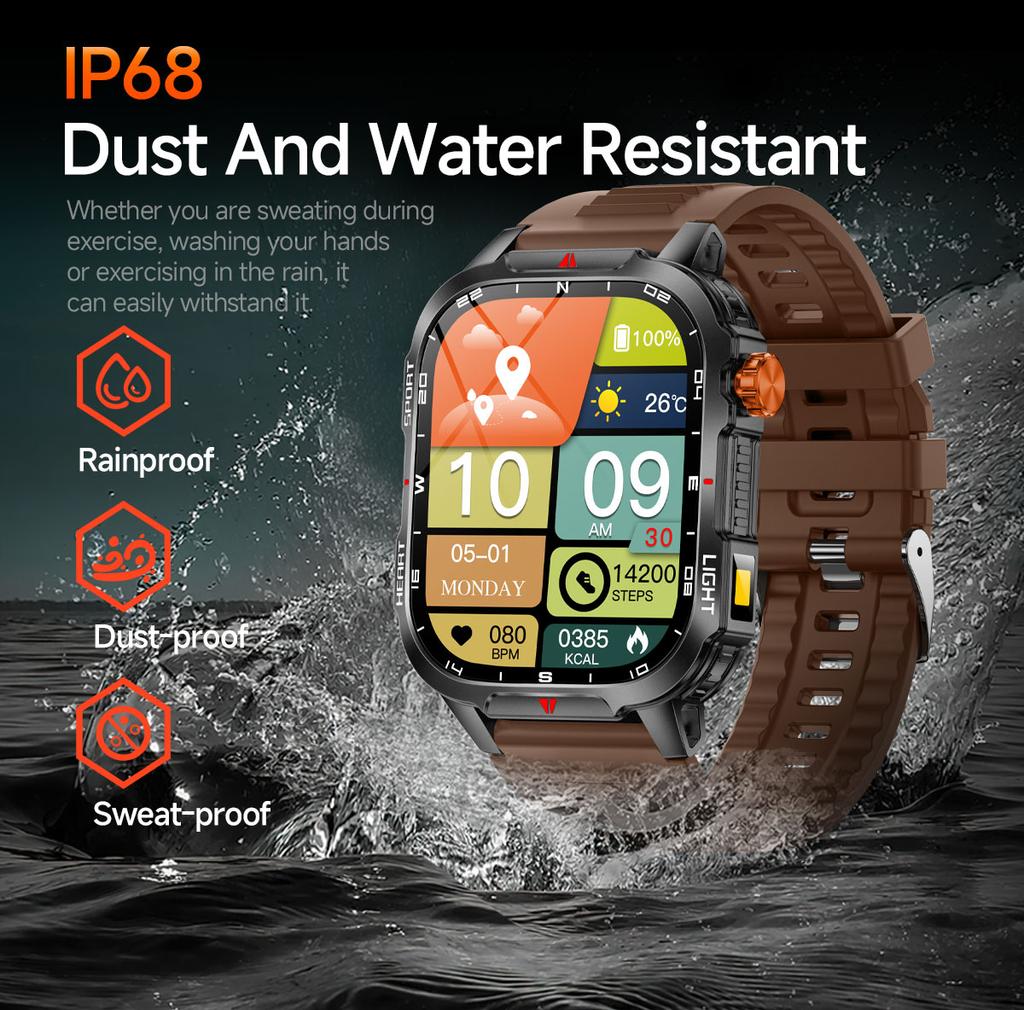 2025 New Men's Smart Watch Bluetooth Call 1100mAh Large Battery 60 days standby time 2.01 inch Screen IP68 Waterproof Motion Tracker