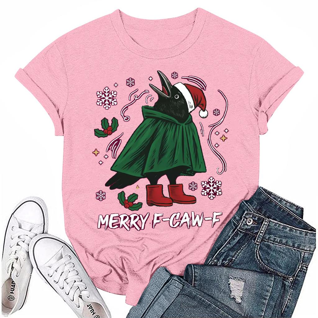 Women's Group 2D Printed Round Neck Short Sleeve Top