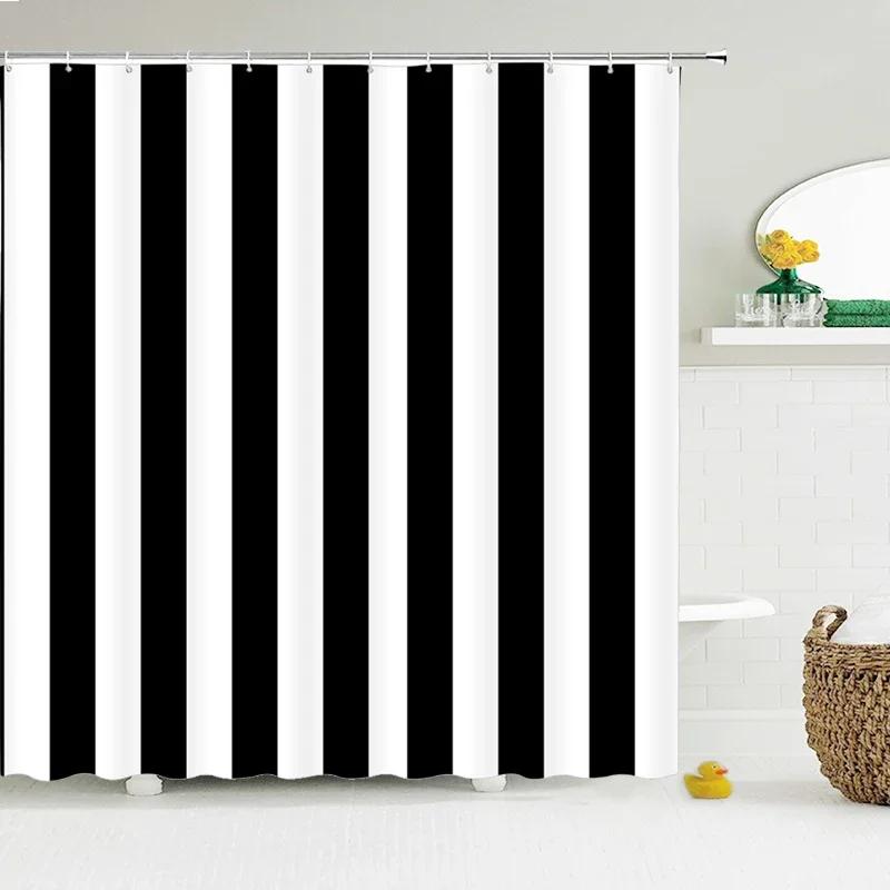 Nowoczesne Zasłony Prysznicowe z Geometrią 3D Zestaw Czerwony Pomarańczowy Szary Żółty Krata Tkanina Akcesoria Łazienkowe Czarne i Szare Zasłony Kąpielowe