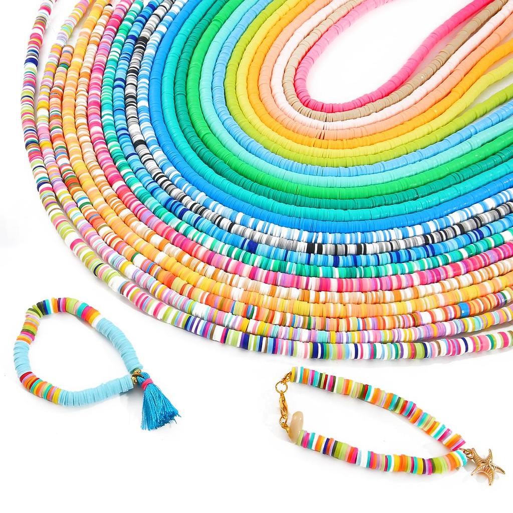 350 Stück 6 mm mehrfarbige Polymer-Ton-Flockenperlen für Schmuckherstellung, Armband, Halskette, Charm-Dekoration