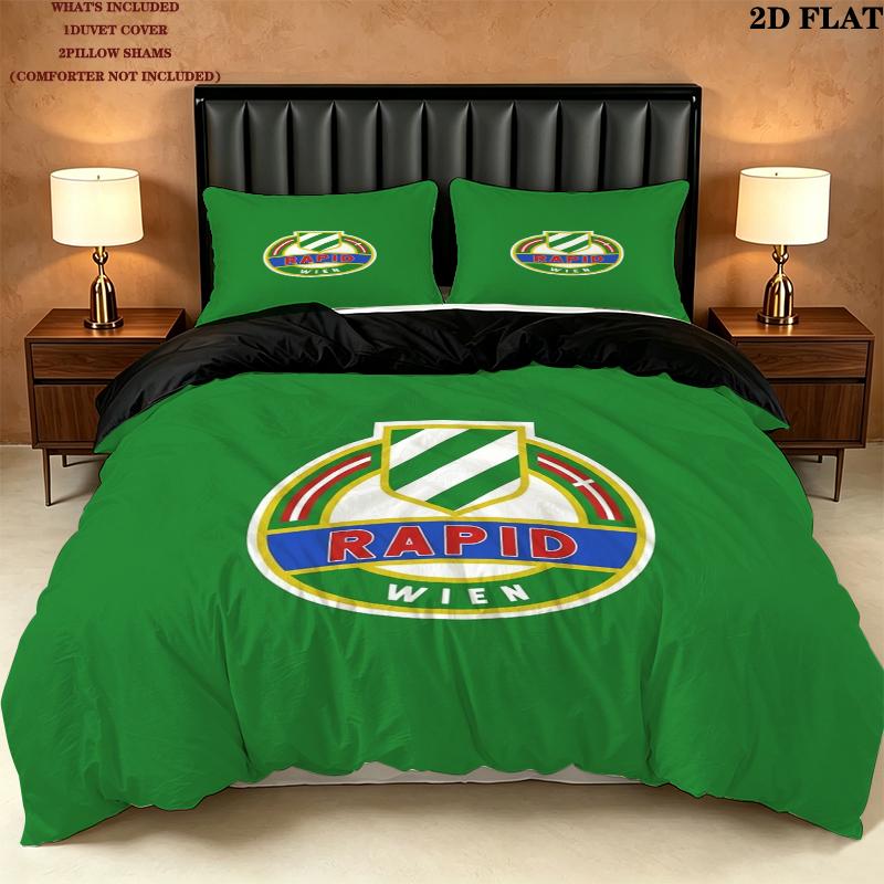 Sk Rapid Wien Pattern Bedding Uilt Set Uilt Cover Pillowcase Home Decoration Birthday Gift (1 * Duvet Cover + 2 * Pillowcase Without Core)