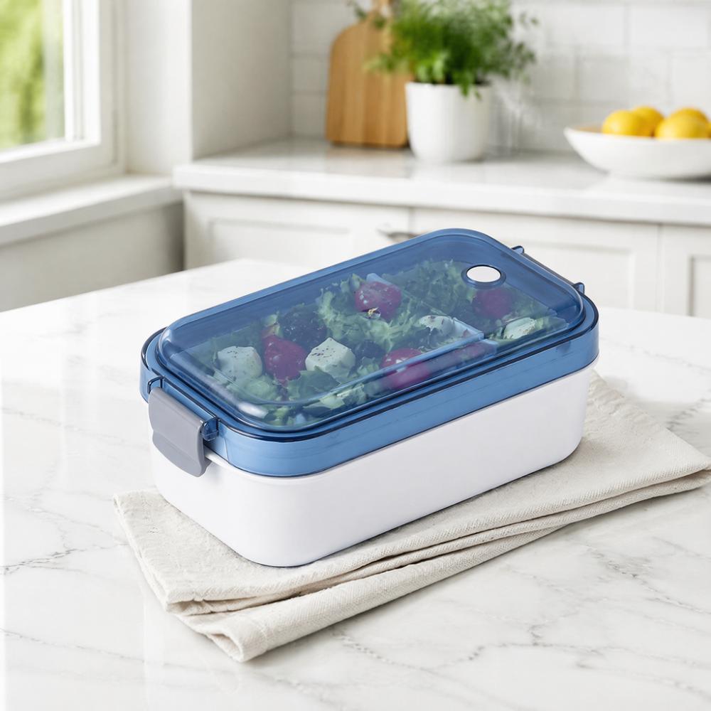 Removable Divider Lunch Storage Container ABS Airtight Kitchen Organizer  For Picnics