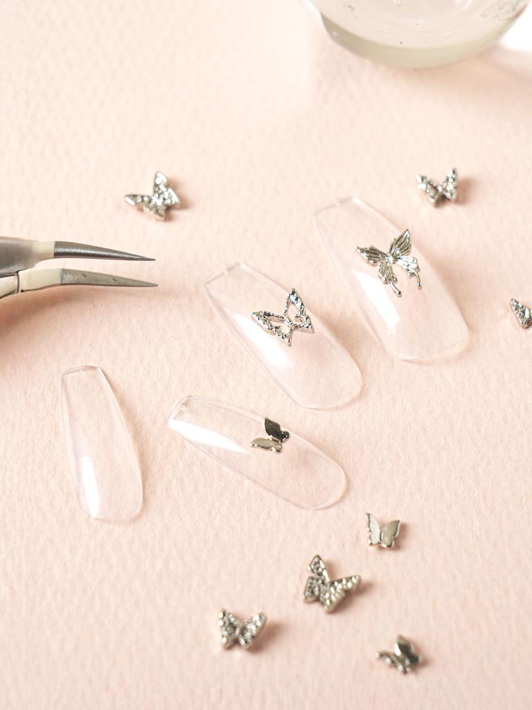 Silver Butterfly Nail Art Charms (15 Pcs Set)