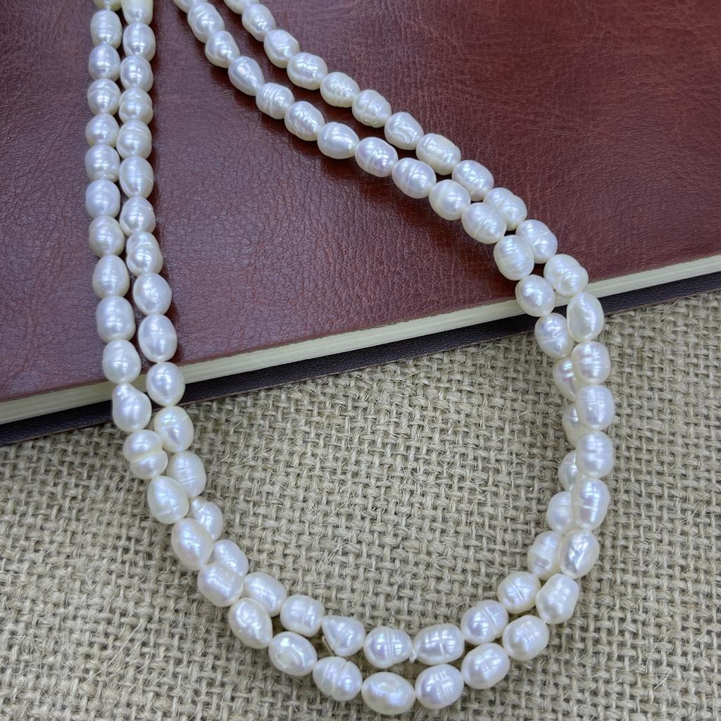 Threaded Rice Pearl Natural Freshwater Pearl White Pearl 4-9mm For Jewelry Making DIY Bracelet Earrings Necklace Accessory