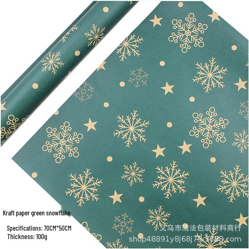 Holiday Gift Wrapping Paper Set: Cartoon Christmas & New Year Design with Tissue Paper