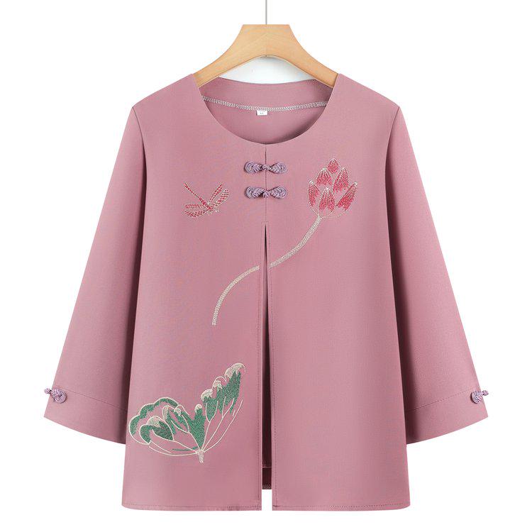 

Lightweight Embroidered T-Shirt for Women, Available in Large Sizes and Multiple Colors 2XL рожевий