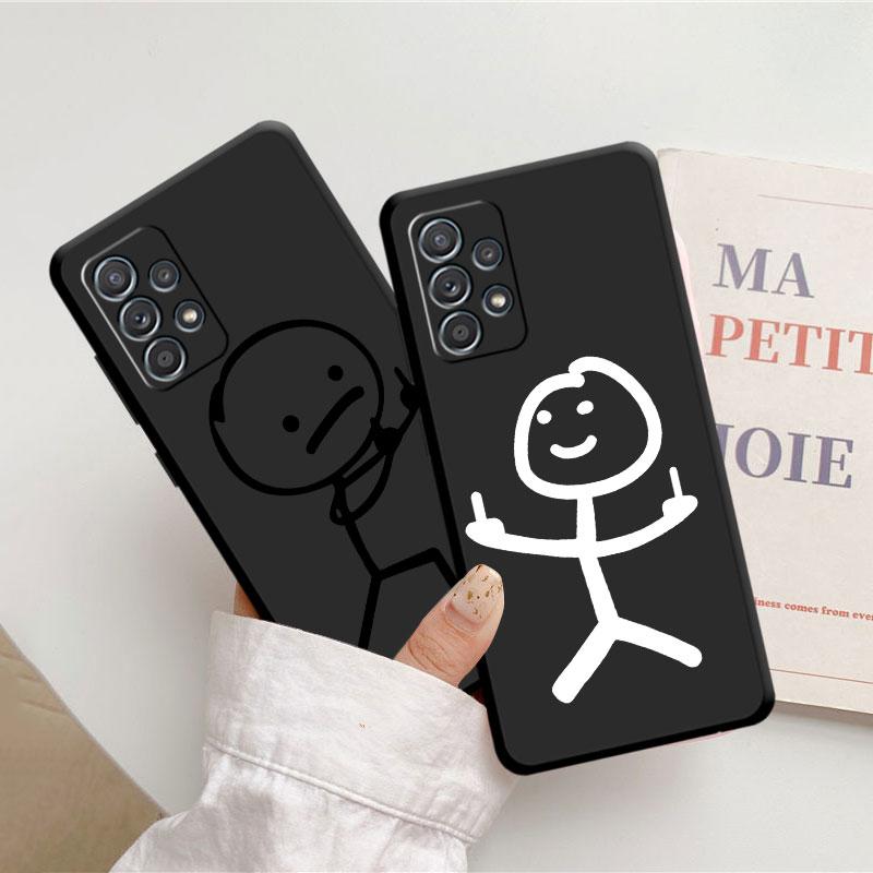 Cartoon Matchman Case For Samsung Galaxy A52 A53 A13 A12 A32 A33 A51 A21s A71 A23 A31 A22 5G Black Phone Shell