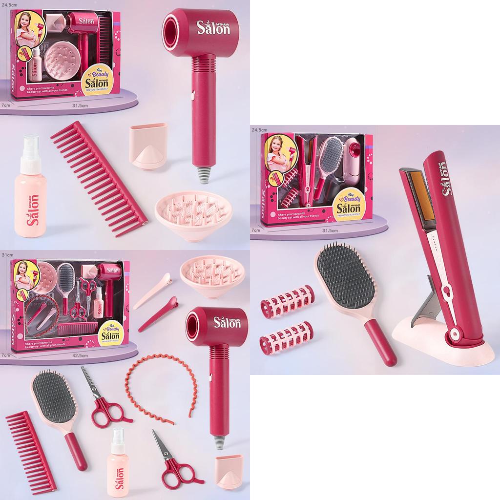 Kinder Rollenspiel Beauty Salon Set Föhn und Glätteisen Spielzeugset