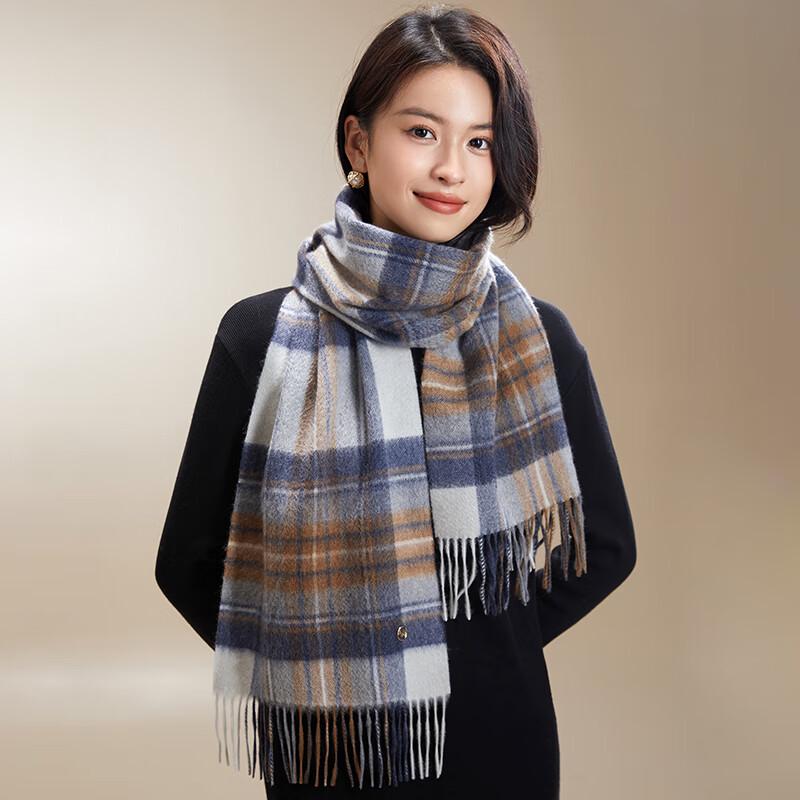 Maoren Women's 100% Cashmere Plaid Scarf