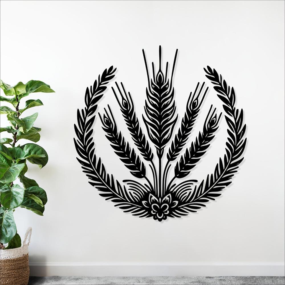 1pc Rustic Iron Wheat Sheaf Wall Art, Farmhouse Metal Wheat Stalk Sculpture for Harvest Thanksgiving Christmas Easter Decor, Weather Resistant