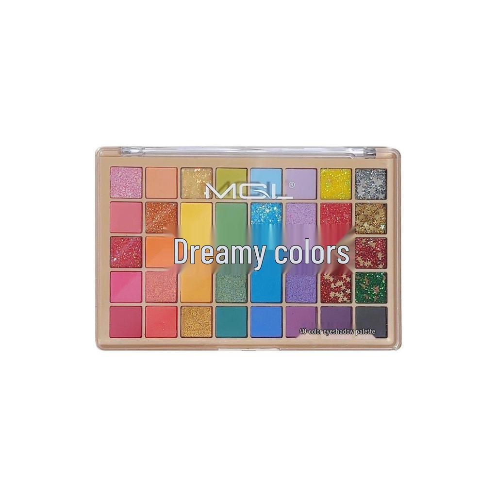 MGL Dreamy 40-Color Eyeshadow Palette: Pearlescent Glitter & Shimmer for Students and Stage Makeup