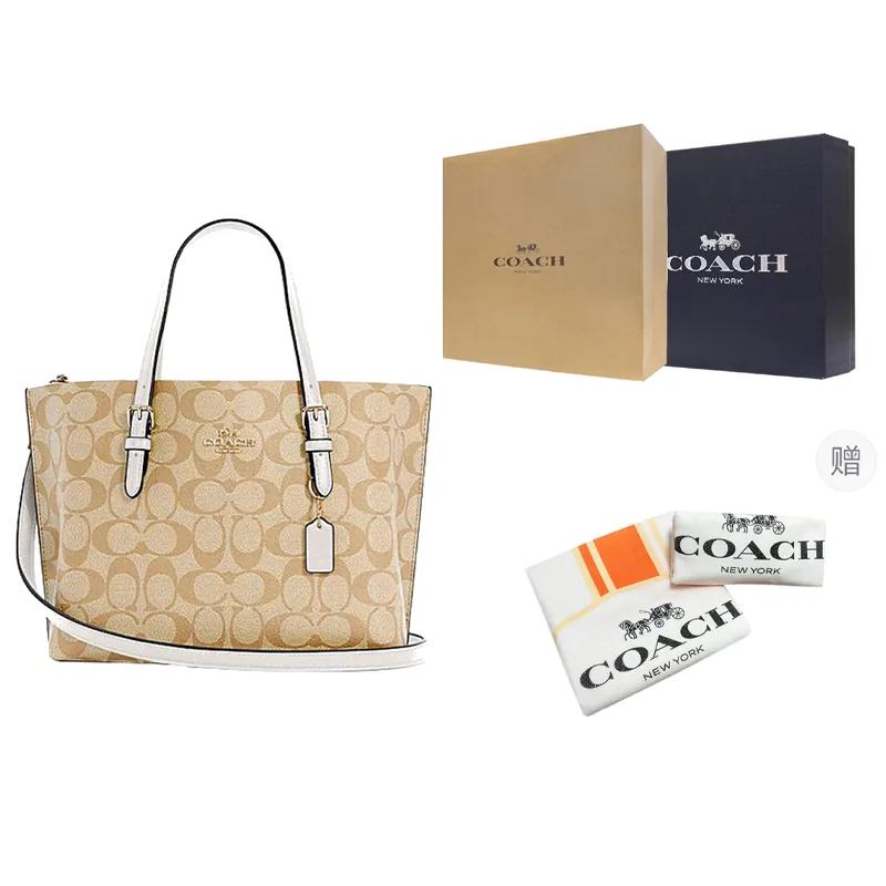 Coach Mollie Artificial Leather Tote Bag , Shopping Bag , Shoulder Bag , Crossbody Bag , Handbag 25 Women's Khaki White (Unisex) Handbags