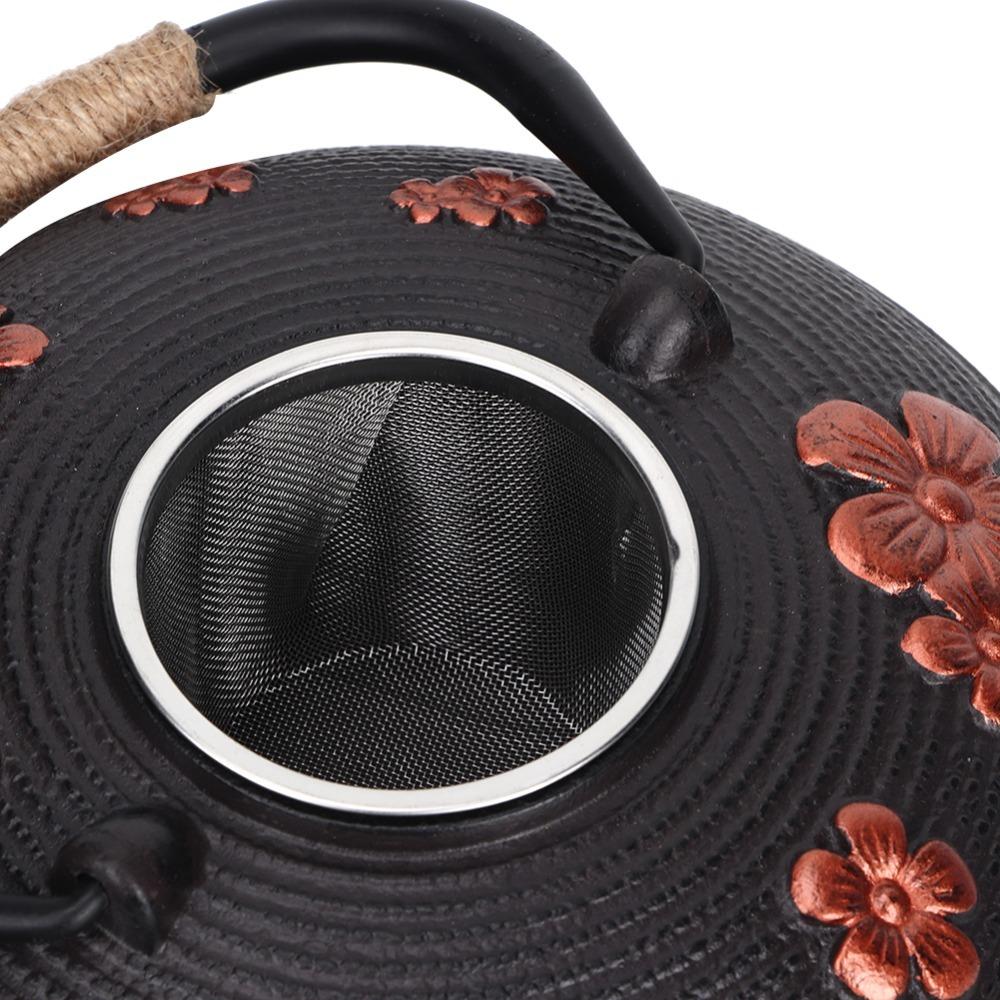 Copper Handle Cast Iron Teapot Straight Hook Spout Tea Pot Kettle Elegant Iron Tea Pot  Tea Brewing