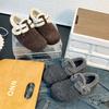 Retro velvet warm women's winter one-footed flat-soled inner height-increasing shoes, Doudou cotton shoes