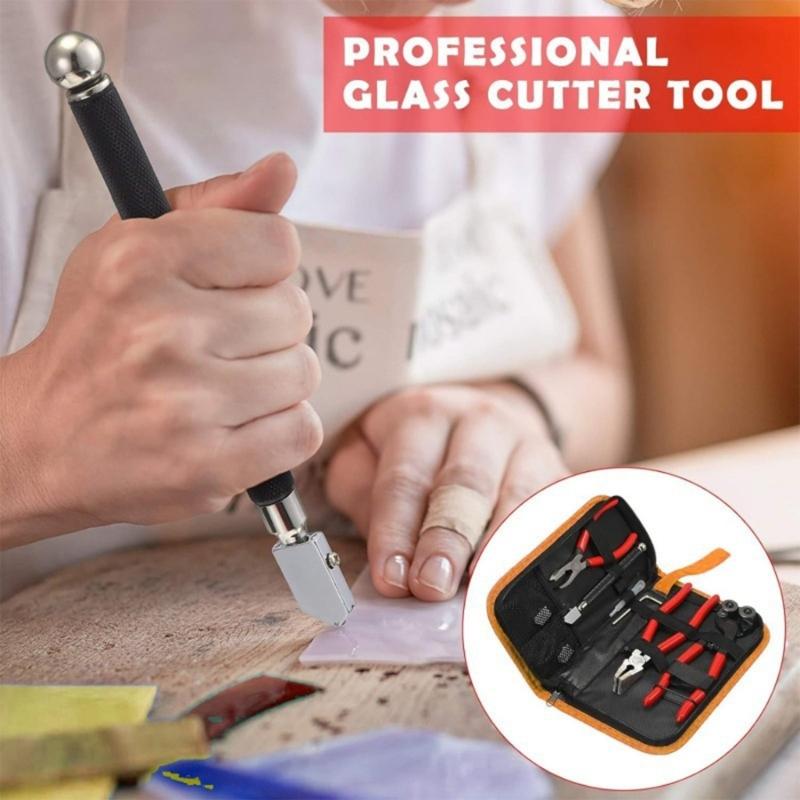 Kit di pinze per il taglio di piastrelle e vetro, adatte per tagli di precisione su vari materiali, con impugnatura ergonomica antiscivolo.