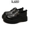 Leather Loafers Women's Shoes 2025 Spring New Small Leather Shoes Platform Mary Jane Shoes One Pedal Jk Single Shoes
