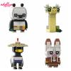 Adollya MOC Cartoon Series Animation Figures Panda Raccoon Crane Model Building Blocks Bricks Set Toys for Gifts