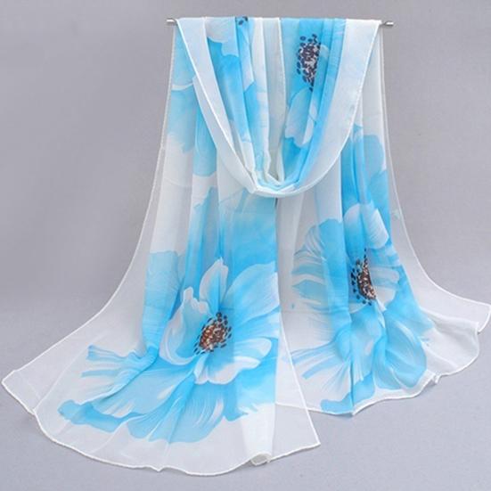 Scarf Floral Fashionable Chiffon Neckerchief Women Graceful Shawl for Dating