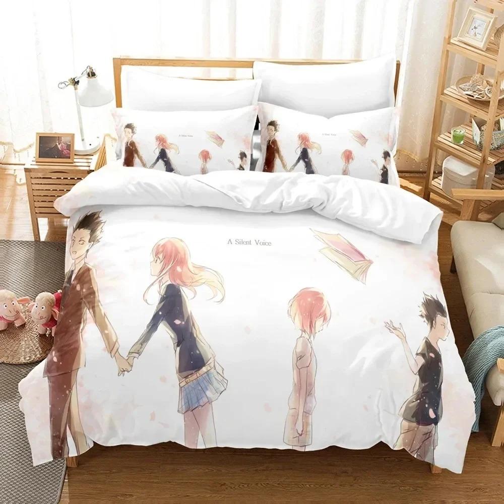 Comforter 3D Anime A Silent Voice Shape Of Voice Bedding Set Bedroom Soft Modern S Comefortable Quilt