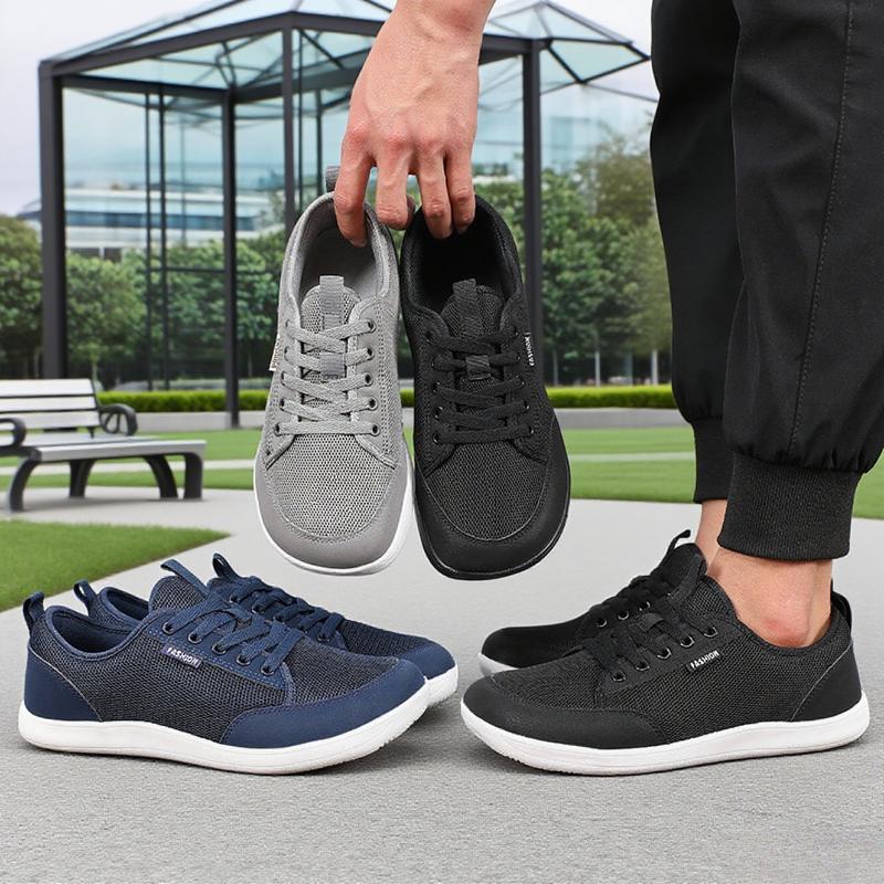 Fashionable Men'S Wide Footed Shoes Breathable Barefoot  Flat Shoes Comfort Non Slip Light Gray Mesh Walking Shoes  Sell